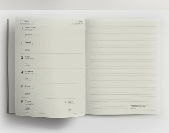 Kalendarz A5 tygodniowy z notesem