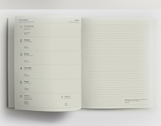 Kalendarz A4 tygodniowy z notesem