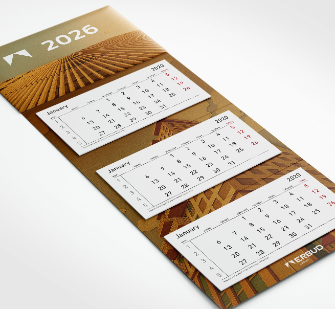 Kalendarz ścienny trójdzielny